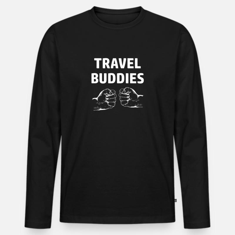 Travel Buddies Beste Freunde Ehepaar Partnerlook - Männer Premium Bio Langarmshirt - Schwarz