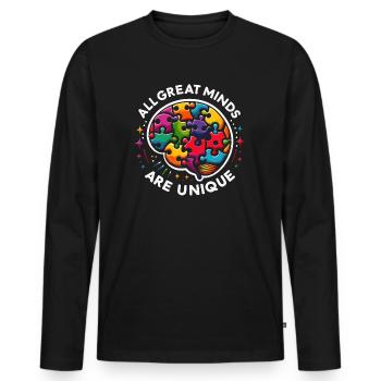 Neurodiversity Saying - Men's Premium Organic Long Sleeve Shirt - black - Front - Nico (187cm)