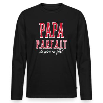 Papa parfait de père en fils - T-shirt manches longues Premium bio Homme - noir - Devant - Nico (187cm)