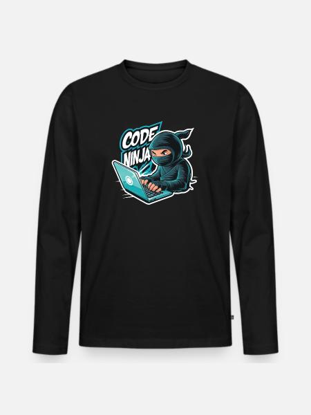 Code Ninja Programmierer Software Entwickler - Männer Premium Bio Langarmshirt - Schwarz