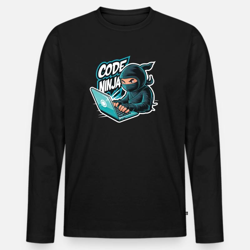 Code Ninja Programmierer Software Entwickler - Männer Premium Bio Langarmshirt - Schwarz