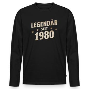 Légendaire depuis 1980 - T-shirt manches longues Premium bio Homme - noir - Devant - Nico (187cm)