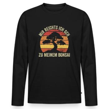 J’en ai assez, je vais à mon bonsaï - T-shirt manches longues Premium bio Homme - noir - Devant - Nico (187cm)