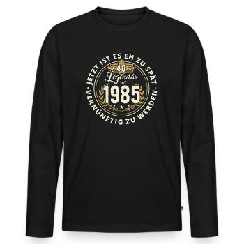 40. Geburtstag 2025 Legendär seit 1985 Geschenk - Männer Premium Bio Langarmshirt - Schwarz - Vorne - Nico (187cm)