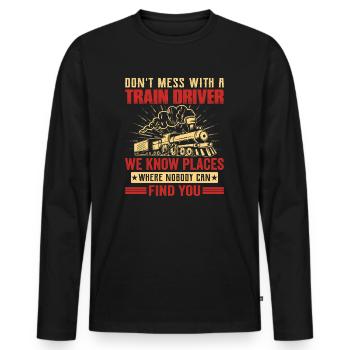 Train Driver Locomotive Control Rail Enthusiast - Men's Premium Organic Long Sleeve Shirt - black - Front - Nico (187cm)