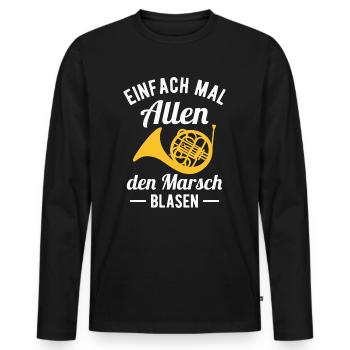 Waldhorn Marsch Hornist Orchester Horn Musiker - Männer Premium Bio Langarmshirt - Schwarz - Vorne - Nico (187cm)