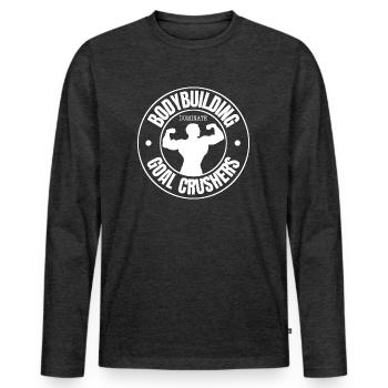 Briseur de but de musculation | Fitness, Protéines - T-shirt manches longues Premium bio Homme - anthracite chiné - Devant - Nico (187cm)