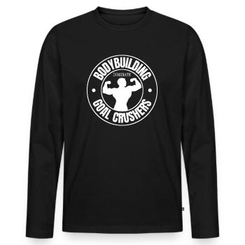 Bodybuilding Zielbrecher | Fitness, Protein - Männer Premium Bio Langarmshirt - Schwarz - Vorne - Nico (187cm)