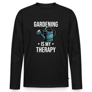 Gardening Is My Therapy - Men's Premium Organic Long Sleeve Shirt - black - Front - Nico (187cm)