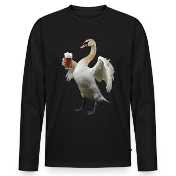 Schwan Bier - Männer Premium Bio Langarmshirt - Schwarz - Vorne - Nico (187cm)