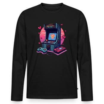 Don’t Glitch my Vibe - Jeux de machines à sous - T-shirt manches longues Premium bio Homme - noir - Devant - Nico (187cm)