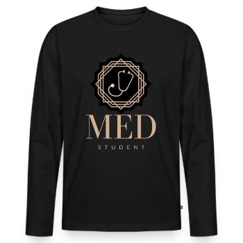 MED STUDENT SYMBOL - Männer Premium Bio Langarmshirt - Schwarz - Vorne - Nico (187cm)