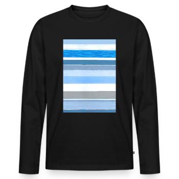 Streifen blau weiß - Männer Premium Bio Langarmshirt - Schwarz - Vorne - Nico (187cm)