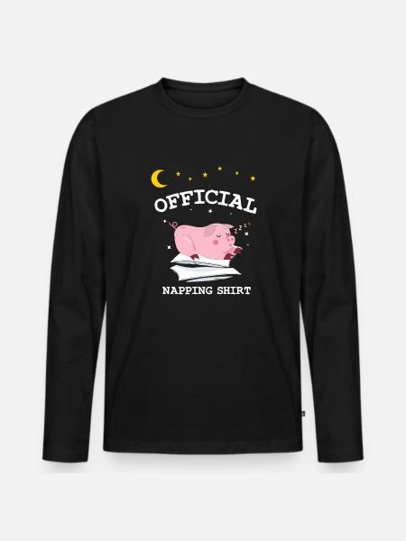 Official Sleeping Shirt - Pig - Men's Premium Organic Long Sleeve Shirt - black