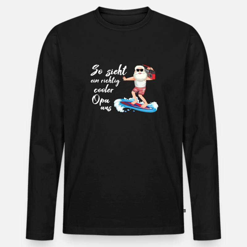 So sieht ein richtig cooler Opa aus - Großvater - Männer Premium Bio Langarmshirt - Schwarz