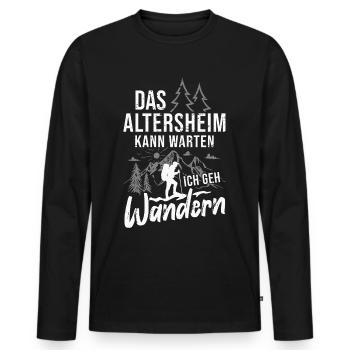 Bergsteiger Opa Wanderer Rentner Bergwandern Alpen - Männer Premium Bio Langarmshirt - Schwarz - Vorne - Nico (187cm)