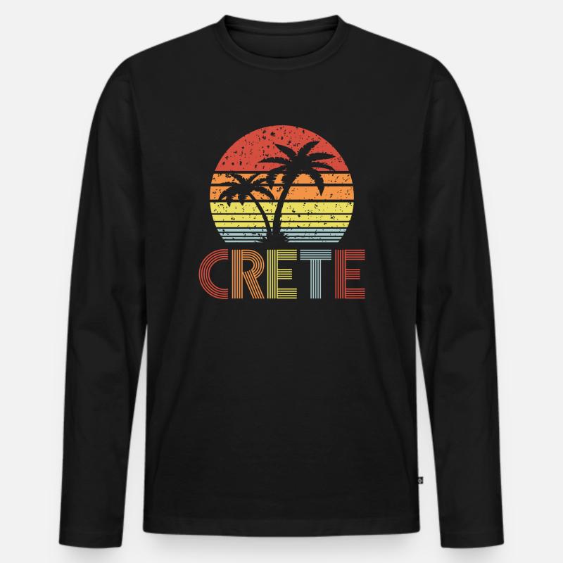 Crete - Männer Premium Bio Langarmshirt - Schwarz