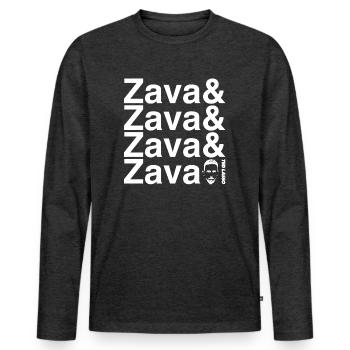 Ted Lasso Écriture Zava En Blanc - T-shirt manches longues Premium bio Homme - anthracite chiné - Devant - Nico (187cm)