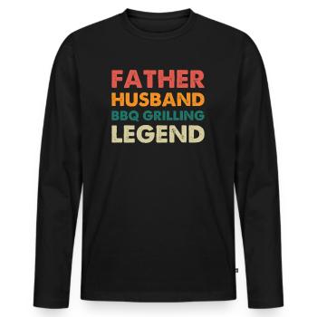 Father Husband BBQ Grilling Legend - Men's Premium Organic Long Sleeve Shirt - black - Front - Nico (187cm)