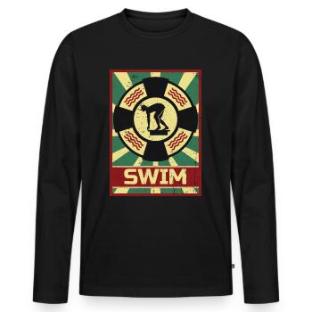 Propagande de natation - T-shirt manches longues Premium bio Homme - noir - Devant - Nico (187cm)