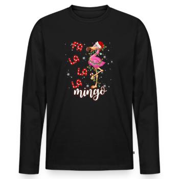 Fa La La La Mingo Flamant rose pour le pyjama de Noël - T-shirt manches longues Premium bio Homme - noir - Devant - Nico (187cm)