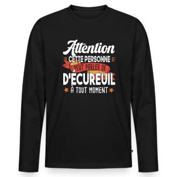 Écureuil Squirrel Chipmunk Cacahouète Rongeur - T-shirt manches longues Premium bio Homme - noir - Devant - Nico (187cm)