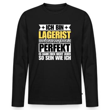 Perfekter Lagerist - Männer Premium Bio Langarmshirt - Schwarz - Vorne - Nico (187cm)