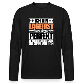 Perfekter Lagerist - Männer Premium Bio Langarmshirt - Schwarz - Vorne - Nico (187cm)