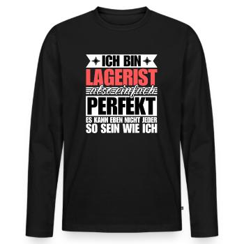 Perfekter Lagerist - Männer Premium Bio Langarmshirt - Schwarz - Vorne - Nico (187cm)
