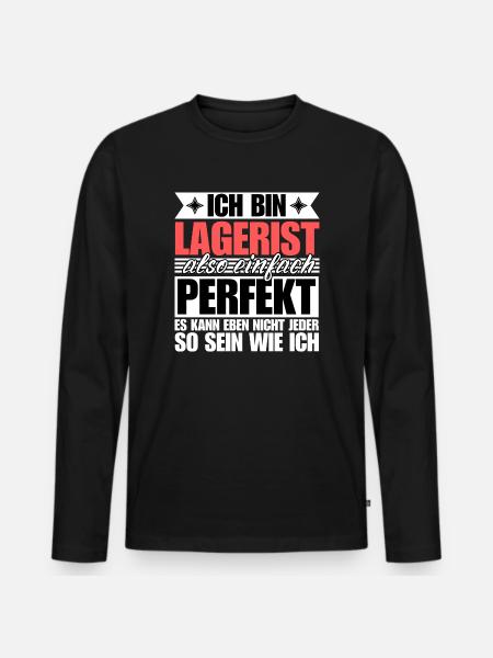 Perfekter Lagerist - Männer Premium Bio Langarmshirt - Schwarz
