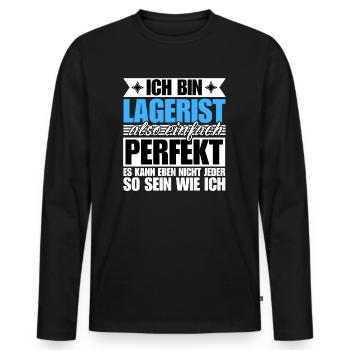 Perfekter Lagerist - Männer Premium Bio Langarmshirt - Schwarz - Vorne - Nico (187cm)