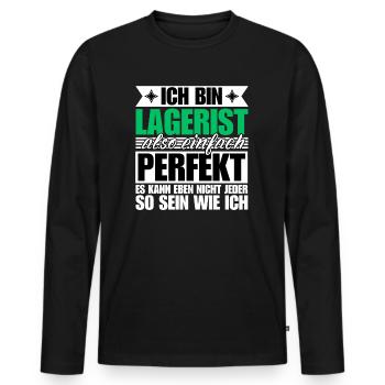 Perfekter Lagerist - Männer Premium Bio Langarmshirt - Schwarz - Vorne - Nico (187cm)