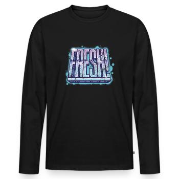 Fresh vintage - Männer Premium Bio Langarmshirt - Schwarz - Vorne - Nico (187cm)