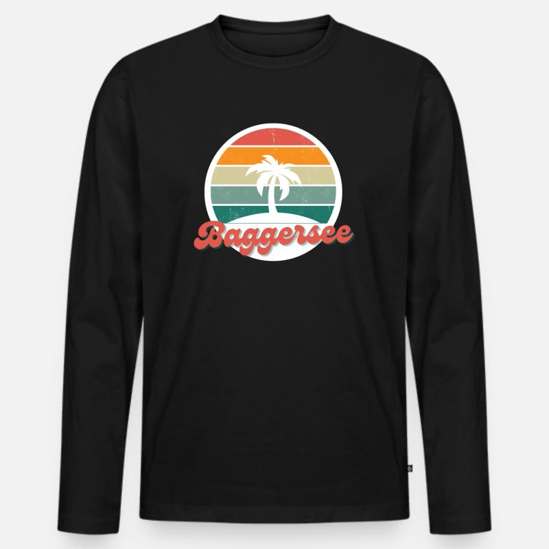Baggersee Insel - Männer Premium Bio Langarmshirt - Schwarz