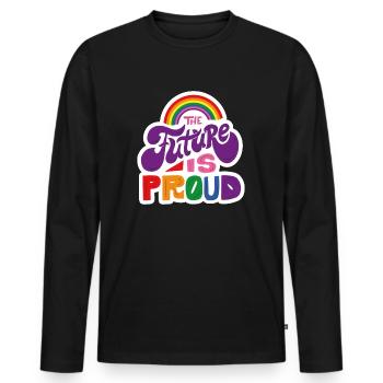 The future is proud - weiss - Männer Premium Bio Langarmshirt - Schwarz - Vorne - Nico (187cm)