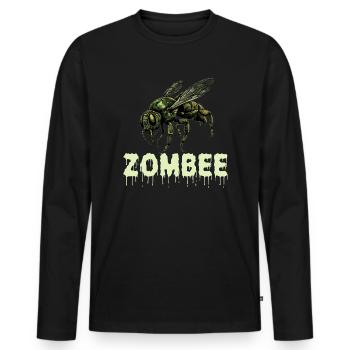 Zombee Halloween Horror Monster Zombie Bee Flower - Men's Premium Organic Long Sleeve Shirt - black - Front - Nico (187cm)