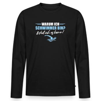 Schwimmbad Schwimmen Sport Schwimmer - Männer Premium Bio Langarmshirt - Schwarz - Vorne - Nico (187cm)