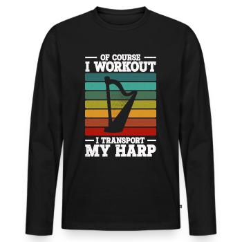 Harfe - Männer Premium Bio Langarmshirt - Schwarz - Vorne - Nico (187cm)