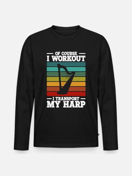 Harfe - Männer Premium Bio Langarmshirt - Schwarz