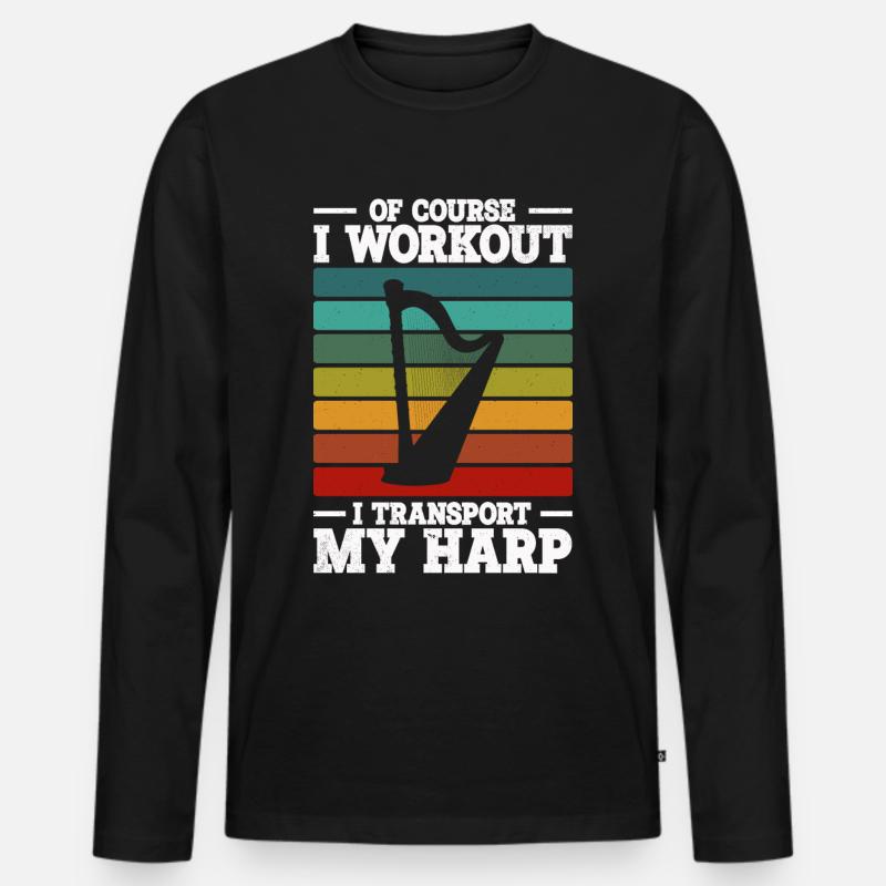 Harfe - Männer Premium Bio Langarmshirt - Schwarz