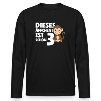3. Geburtstag 2021 - Dieses Äffchen Ist Schon 3 - Männer Premium Bio Langarmshirt - Schwarz - Vorne - Nico (187cm)