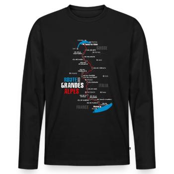 The route of the Route des Grandes Alpes (b) - Men's Premium Organic Long Sleeve Shirt - black - Front - Nico (187cm)