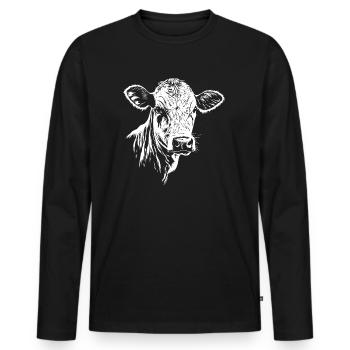 Graphique de la vache - T-shirt manches longues Premium bio Homme - noir - Devant - Nico (187cm)