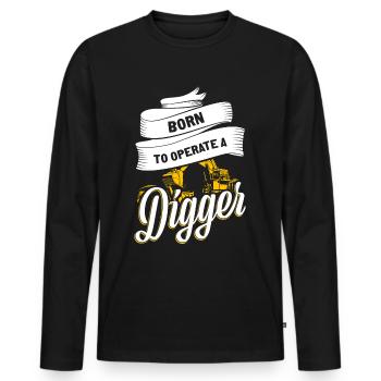 Bagger - Männer Premium Bio Langarmshirt - Schwarz - Vorne - Nico (187cm)
