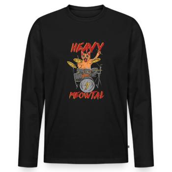 Heavy Meowtal - Heavy Metal Cat - Men's Premium Organic Long Sleeve Shirt - black - Front - Nico (187cm)