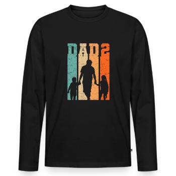 Dad hoch 2 zweifacher Papa Sohn Tocher - Männer Premium Bio Langarmshirt - Schwarz - Vorne - Nico (187cm)