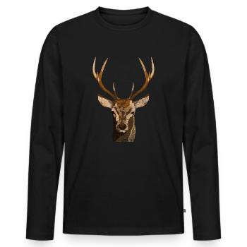 Hunters Gifts Hunting Clothing Roe Deer Antler - Men's Premium Organic Long Sleeve Shirt - black - Front - Nico (187cm)