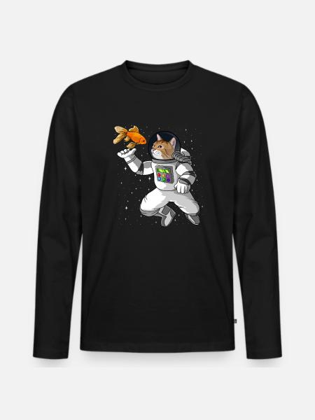 Astronaut Cat Astronaut Gift - Men's Premium Organic Long Sleeve Shirt - black