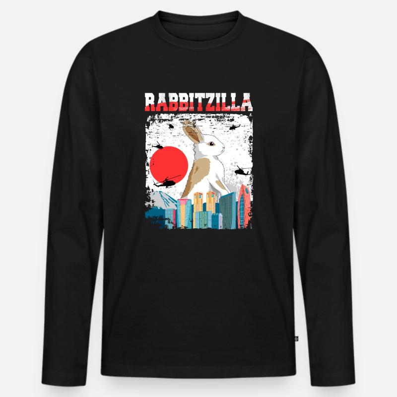 Rabbitzilla Hase Kaninchen Geschenk - Männer Premium Bio Langarmshirt - Schwarz