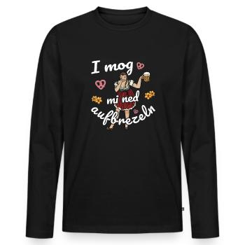 I mog mi ned Aufbrezeln Volksfest Trachten Dirndl - Männer Premium Bio Langarmshirt - Schwarz - Vorne - Nico (187cm)